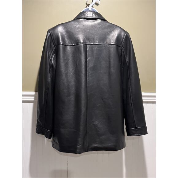 Leonardo Black 100% Leather Lined Button Jacket Made Canada Sz S/P - Picture 7 of 10